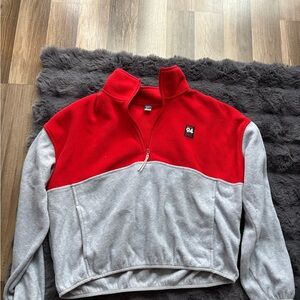 Old Navy Red and Gray Women's Cowl Neck Sweater